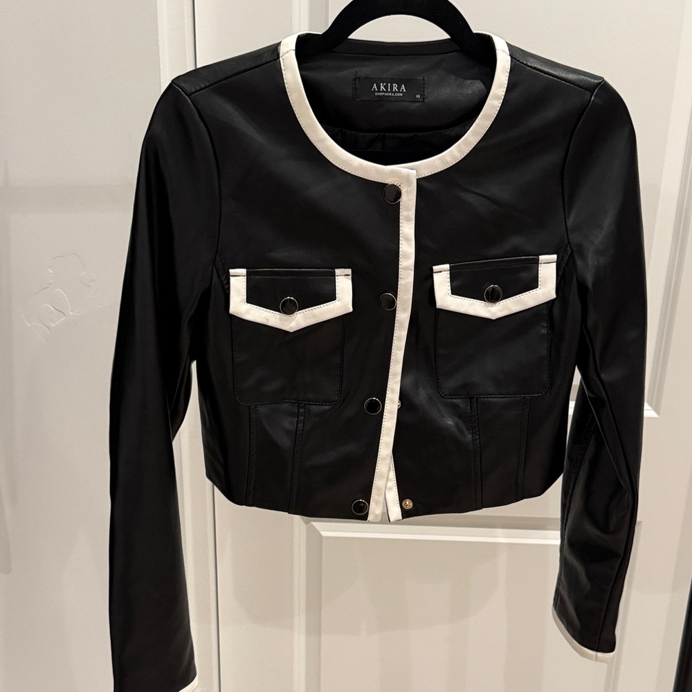 AKIRA Black Blazer with White Trim